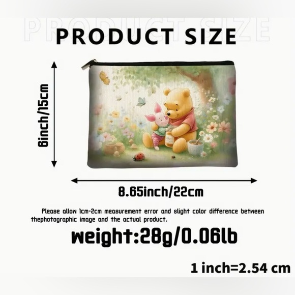 Pooh Bear & Piglet Design Lined Cosmetic Makeup Bag New - Picture 4 of 5